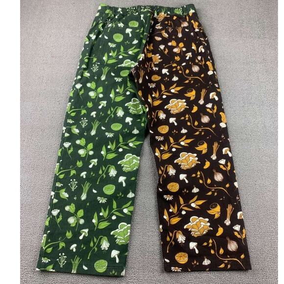 Big Bud Press Work Pants Men M Green Brown Multi Vegetable Print Workwear - Picture 2 of 10